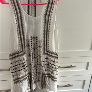 Embroidered White Sleeveless Top
